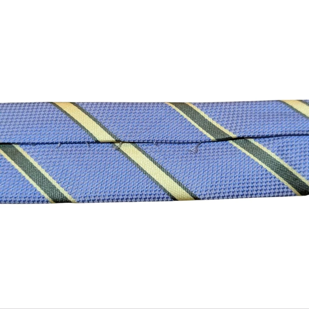 Louis Vuitton Silver Blue Yellow Green Striped Pattern Silk Tie Made in Paris - Picture 8 of 8